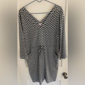 Peter Millar Dress Navy Blue White Geometric Print size large